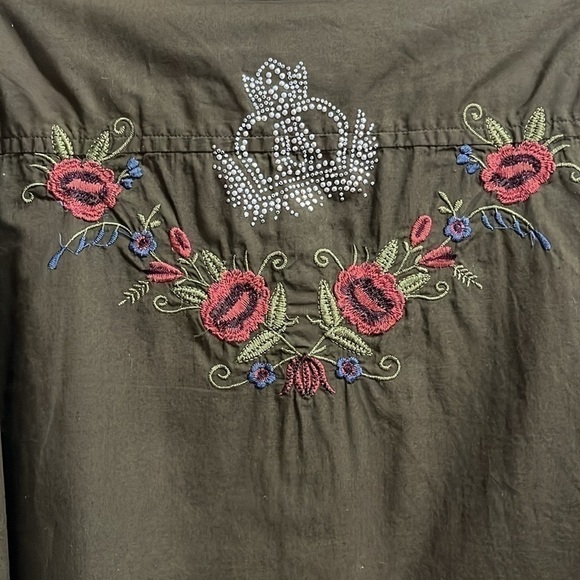 The Factory Mens Long Sleeve Brown Button Down Shirt  Size XXL Embroidered - Picture 10 of 11